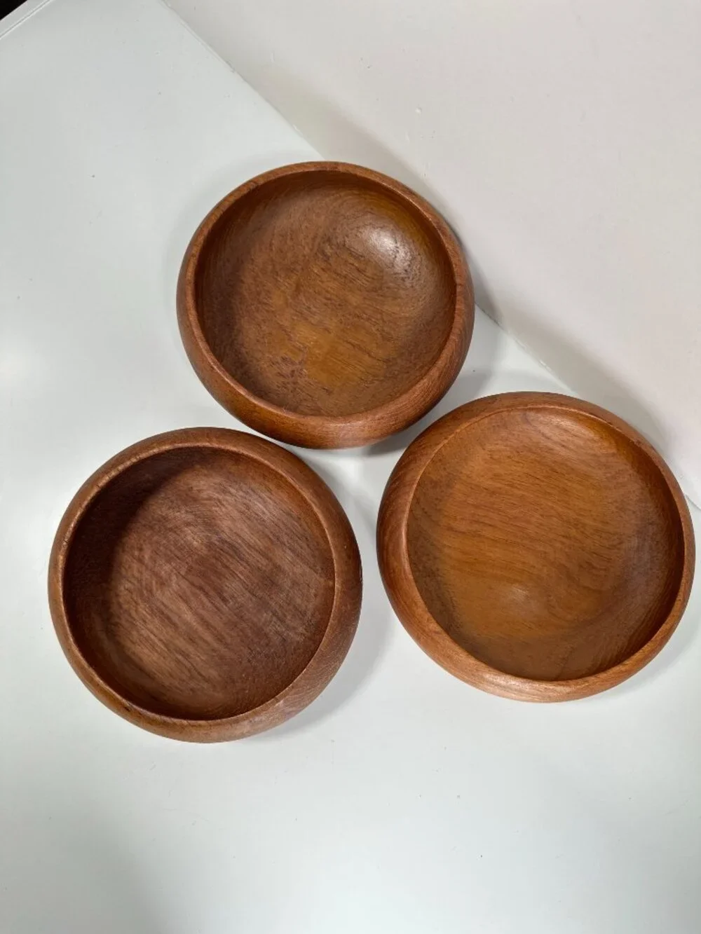 Genuine Teak Wood Bowl Set of 3 Thailand 6 Inch Salad Serving Vintage
